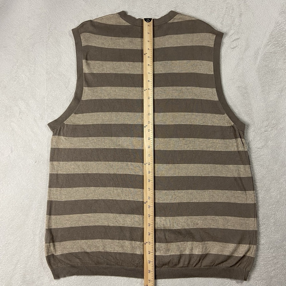 Y2K Banana Republic Silk Blend Striped V-neck Sweater Vest Brown Men's XL Preppy - Picture 7 of 9